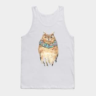 Watercolor Fancy Glamorous Owl Tank Top